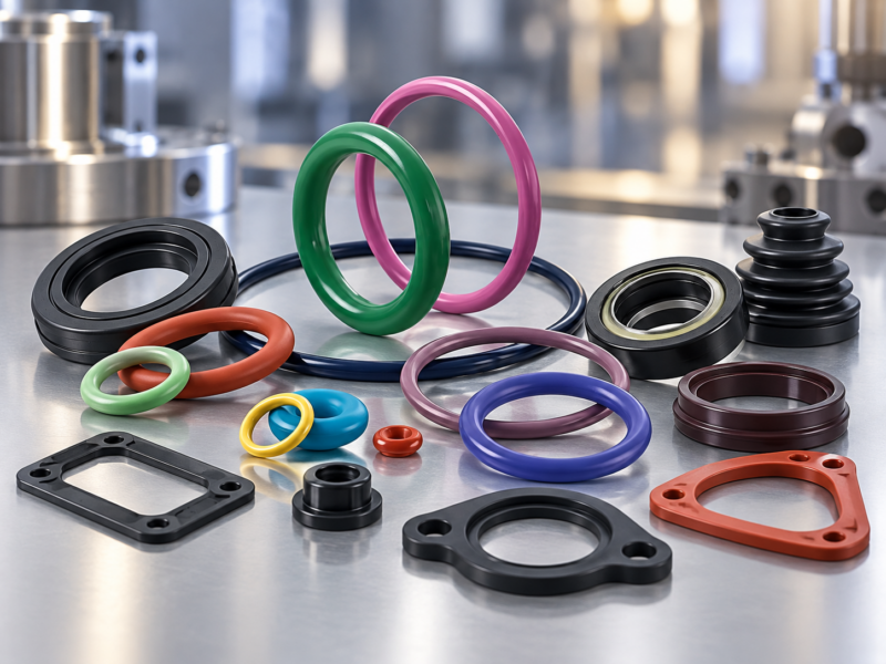 Custom rubber seals in different colors, sizes and profiles
