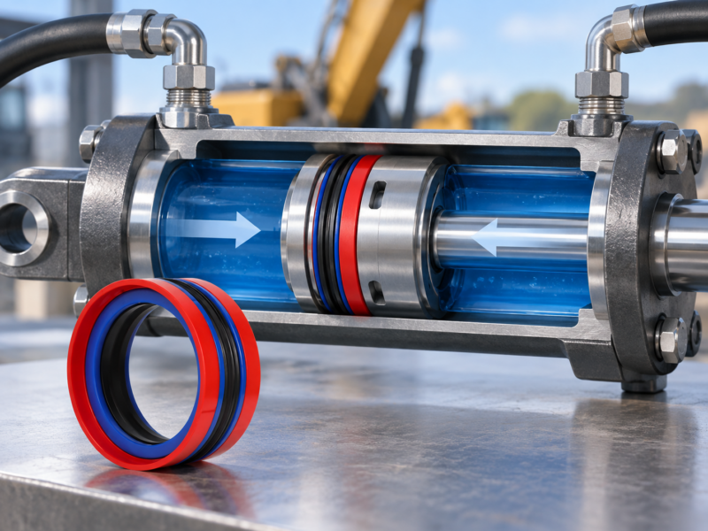 Piston seals for double-acting hydraulic cylinders