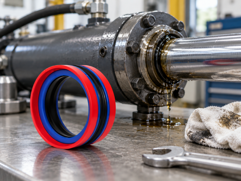 Hydraulic seal leakage diagnosis with hydraulic cylinder inspection
